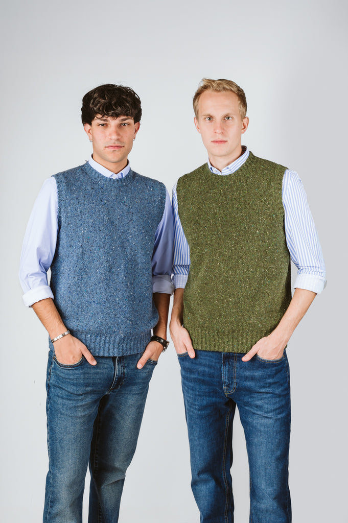 SMANICATO "ARCHIE" GIROCOLLO EFFETTO TWEED - Ghiglino1893