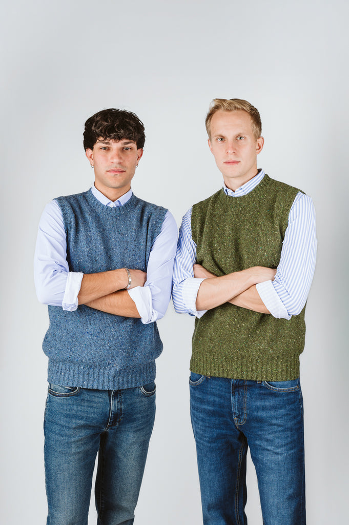 SMANICATO "ARCHIE" GIROCOLLO EFFETTO TWEED - Ghiglino1893