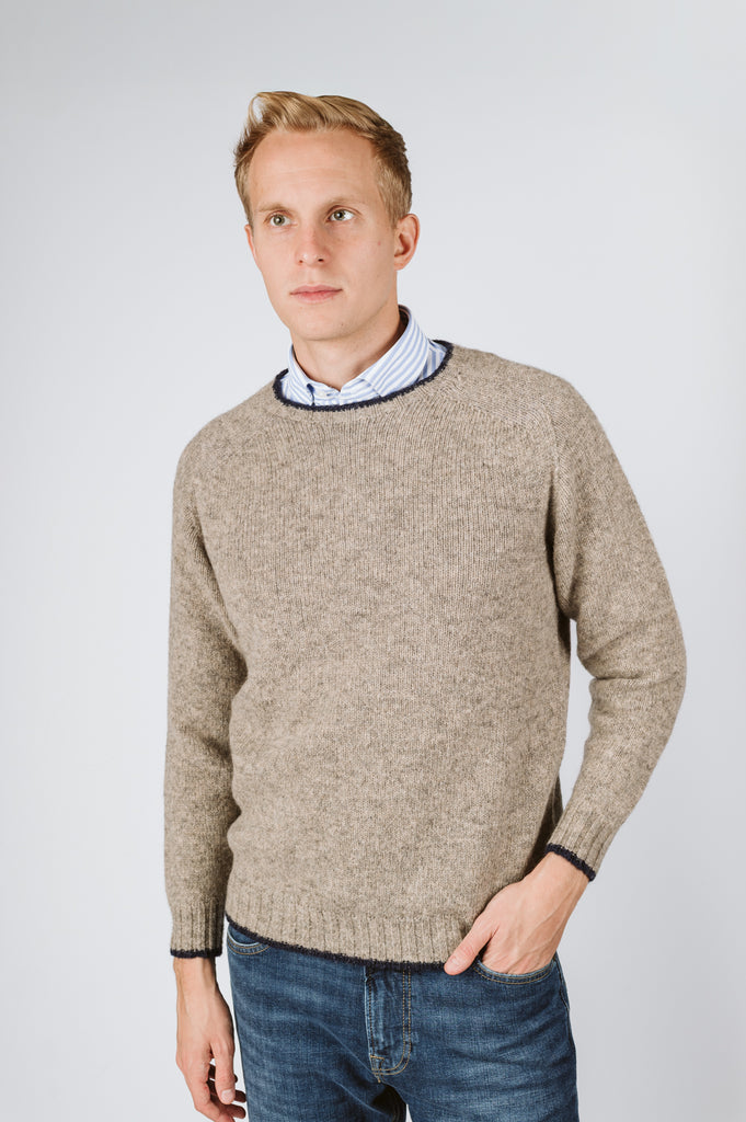 MAGLIONE "SHAGGY SHEEP" SHETLAND CON BORDINO - Ghiglino1893