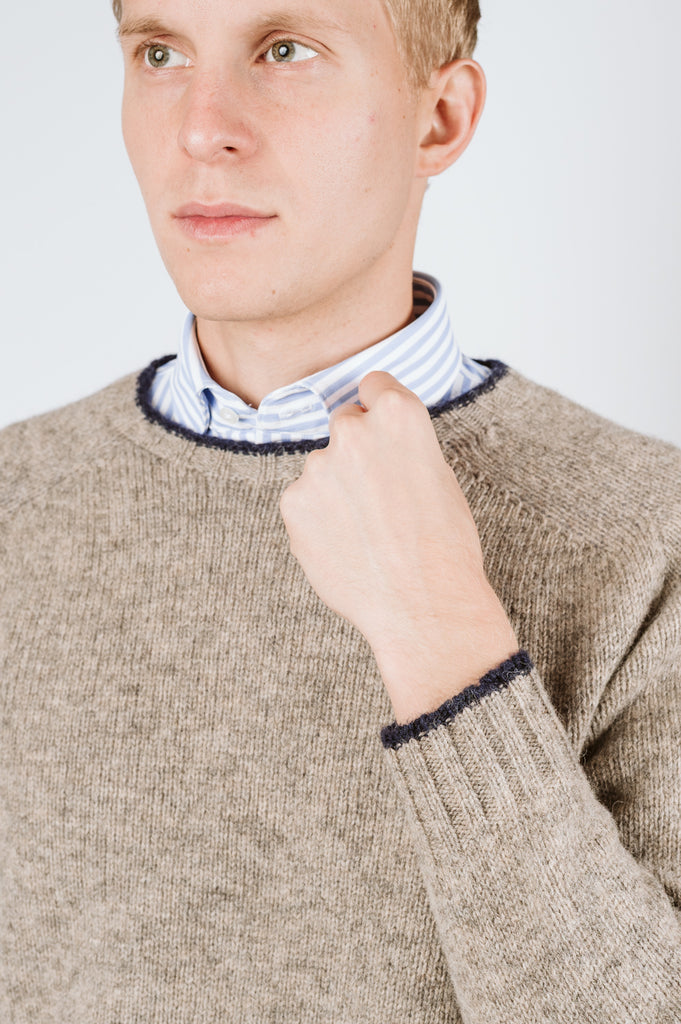 MAGLIONE "SHAGGY SHEEP" SHETLAND CON BORDINO - Ghiglino1893