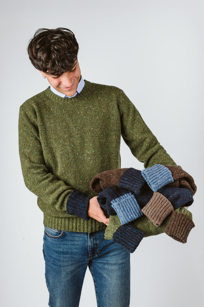 MAGLIONE "PETER" TWEED GIROCOLLO - Ghiglino1893