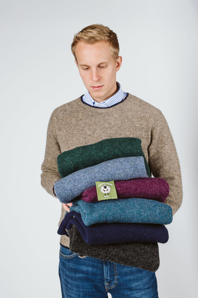 MAGLIONE "SHAGGY SHEEP" SHETLAND CON BORDINO - Ghiglino1893