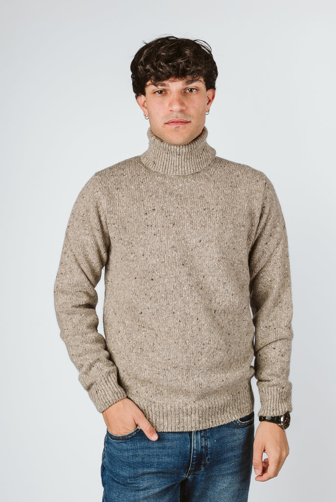 MAGLIONE "LEONARDO" TWEED COLLO ALTO - Ghiglino1893