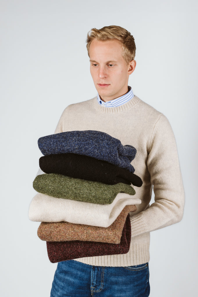 MAGLIONE "SHAGGY SHEEP" SHETLAND TINTA UNITA - Ghiglino1893