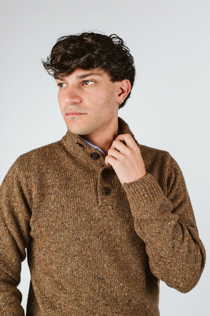 MAGLIONE "LOLLO" LUPETTO BOTTONI TWEED - Ghiglino1893