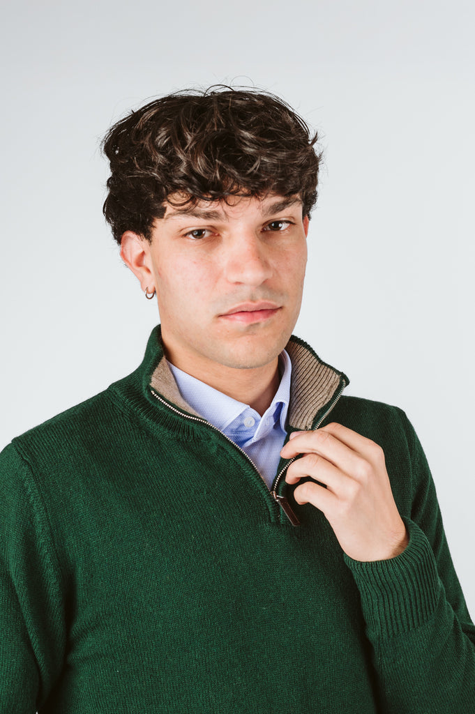 MAGLIONE "FRED" MEZZA ZIP - Ghiglino1893