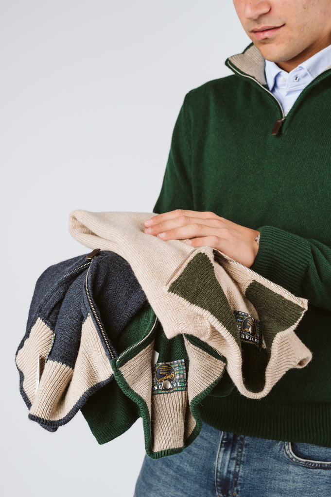 MAGLIONE "FRED" MEZZA ZIP - Ghiglino1893