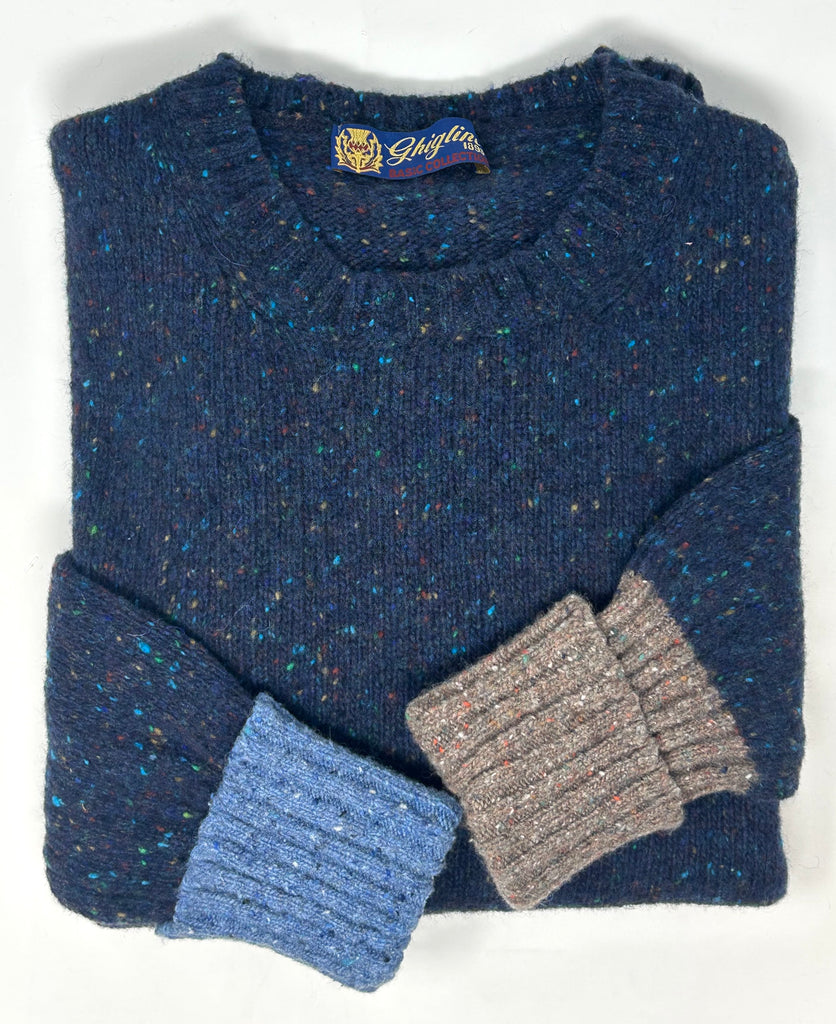 MAGLIONE "PIETRO" TWEED GIROCOLLO - Ghiglino1893