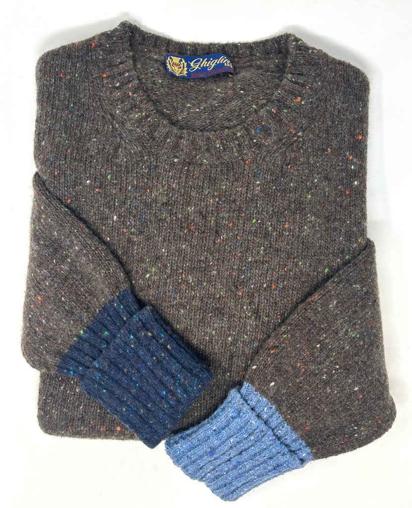 MAGLIONE "PIETRO" TWEED GIROCOLLO - Ghiglino1893