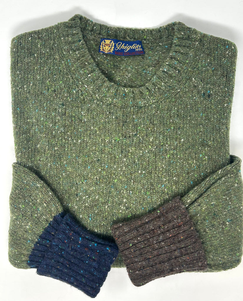 MAGLIONE "PIETRO" TWEED GIROCOLLO - Ghiglino1893