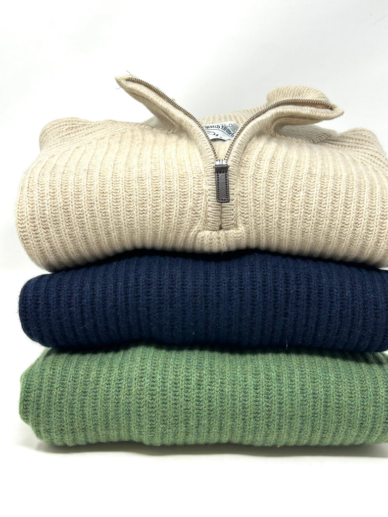 MAGLIONE “G JAMES” eco- cachemere mezza zip - Ghiglino1893