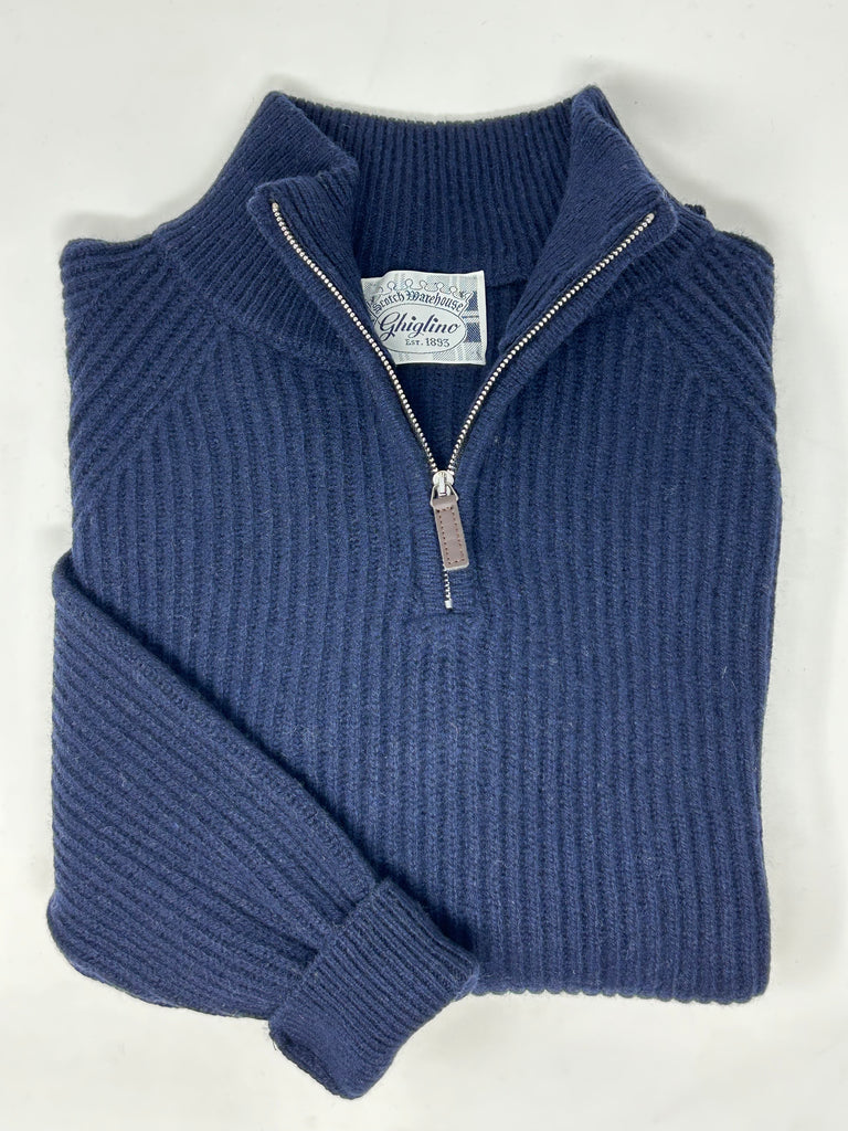 MAGLIONE “G JAMES” eco- cachemere mezza zip - Ghiglino1893