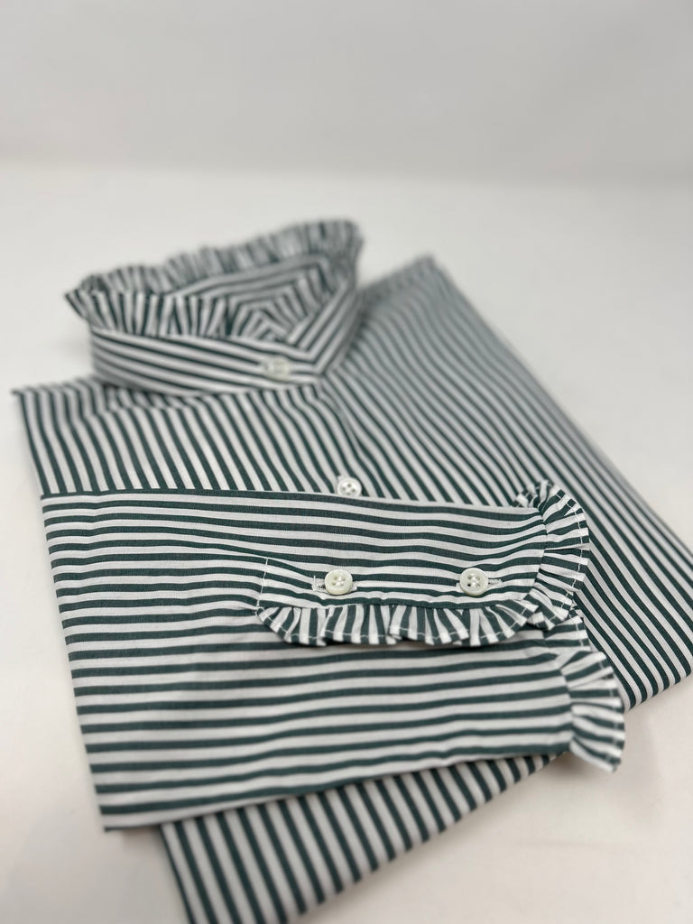 CAMICIA RIGA COLLO COREANA MICRO ROUCHES - Ghiglino1893