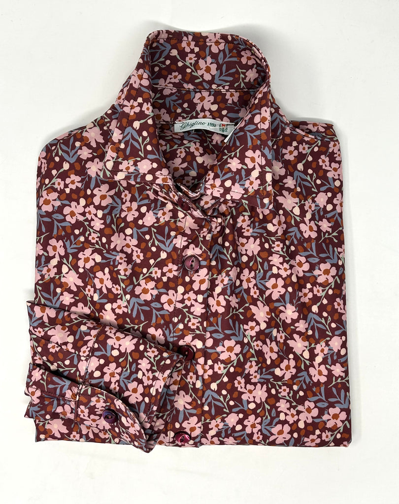CAMICIA ANNINA "TRAVEL" JERSEY NO STIRO FANTASIA FLOREALE - Ghiglino1893