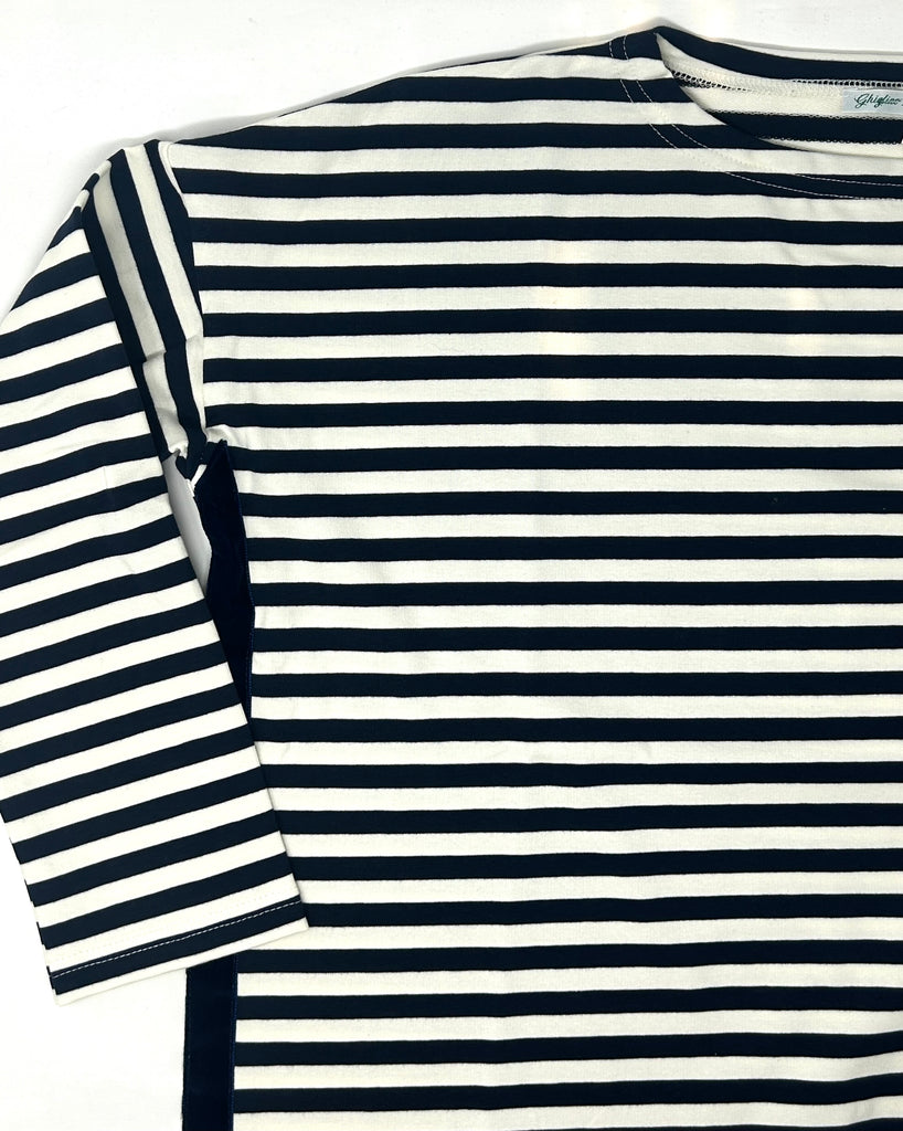 MAGLIA "POLLY" JERSEY RIGATA SCOLLO BARCHETTA - Ghiglino1893