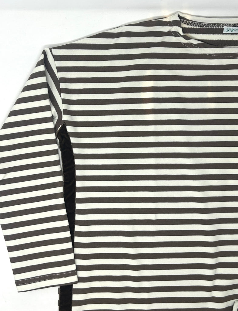 MAGLIA "POLLY" JERSEY RIGATA SCOLLO BARCHETTA - Ghiglino1893