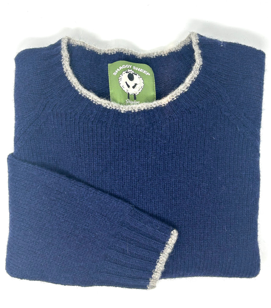 MAGLIONE "SHAGGY SHEEP" CON BORDINO IN CONTRASTO - Ghiglino1893