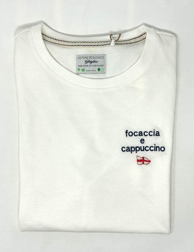 T-SHIRT BIANCA "FOCACCIA E CAPPUCCINO" - Ghiglino1893