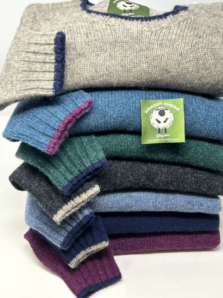 MAGLIONE SHAGGY SHEEP SHETLAND CON BORDINO - Ghiglino1893