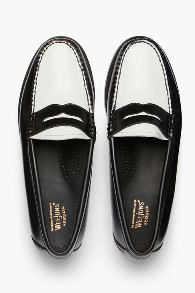 GH BASS PENNY LOAFERS BLACK & WHITE - Ghiglino1893