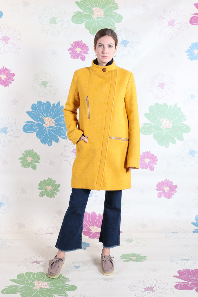 CAPPOTTO HARRIS TWEED GIALLO CON ZIP - Ghiglino1893