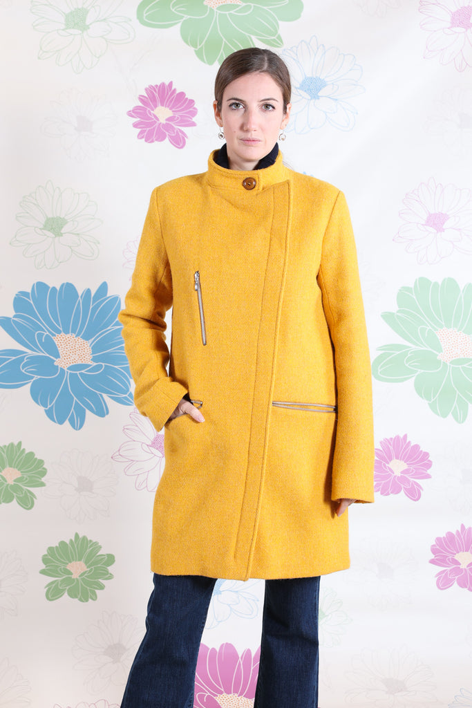 CAPPOTTO HARRIS TWEED GIALLO CON ZIP - Ghiglino1893