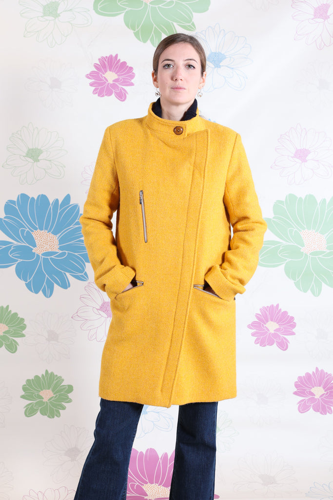 CAPPOTTO HARRIS TWEED GIALLO CON ZIP - Ghiglino1893