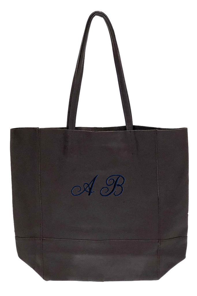 SHOPPER PELLE TESTA DI MORO MONOGRAM - Ghiglino1893