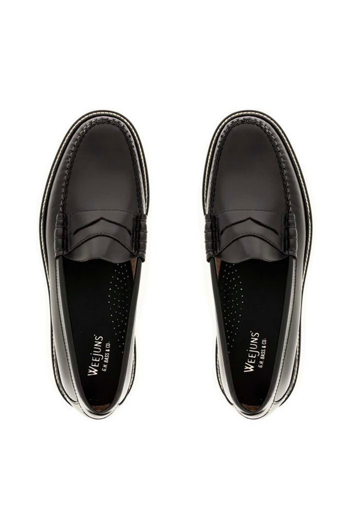 LARSON PENNY LOAFERS BLACK LEATHER - Ghiglino1893