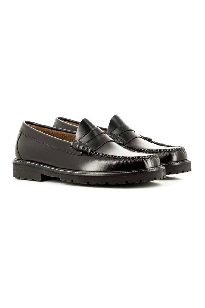 LARSON PENNY LOAFERS BLACK LEATHER - Ghiglino1893